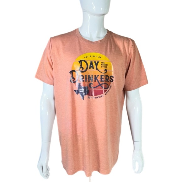 Bella Canvas Let’s All Be Day Drinkers The Kenney Store Texas T-Shirt - Peach - Picture 1 of 6